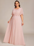 Plus Size A-Line Pleated Empire-Waist Applique Chiffon Formal Dress