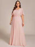 Plus Size A-Line Pleated Empire-Waist Applique Chiffon Formal Dress