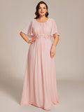 Plus Size A-Line Pleated Empire-Waist Applique Chiffon Formal Dress