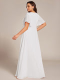 Plus Size A-Line Pleated Empire-Waist Applique Chiffon Formal Dress