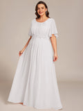 Plus Size A-Line Pleated Empire-Waist Applique Chiffon Formal Dress