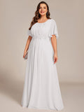 Plus Size A-Line Pleated Empire-Waist Applique Chiffon Formal Dress