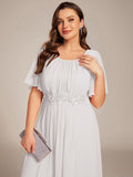 Plus Size A-Line Pleated Empire-Waist Applique Chiffon Formal Dress