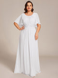 Plus Size A-Line Pleated Empire-Waist Applique Chiffon Formal Dress