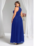 A-Line Empire-Waist Halter Neck Pleated Sleeveless Glitter Formal Evening Dress