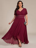 A-Line V-Neck Empire-Waist Short Sleeves Chiffon Mother of the Bride Dress