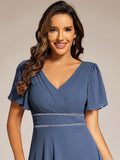 Elegant V-Neck Empire-Waist A-Line Chiffon Formal Evening Dress