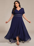 A-Line V-Neck Empire-Waist Short Sleeves Chiffon Mother of the Bride Dress
