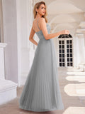 V-Neck A-Line Pleated Sleeveless Backless Formal Evening Dress with Sequins