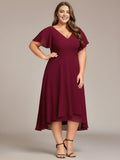 A-Line Plus Size Chiffon Ruffle Short Sleeves Bridesmaid Dress