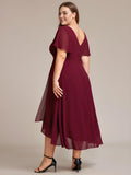 A-Line Plus Size Chiffon Ruffle Short Sleeves Bridesmaid Dress