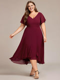 A-Line Plus Size Chiffon Ruffle Short Sleeves Bridesmaid Dress