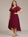 A-Line Plus Size Chiffon Ruffle Short Sleeves Bridesmaid Dress