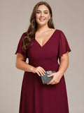 A-Line Plus Size Chiffon Ruffle Short Sleeves Bridesmaid Dress