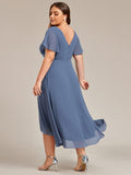 A-Line Plus Size Chiffon Ruffle Short Sleeves Bridesmaid Dress