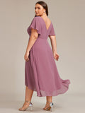 A-Line Plus Size Chiffon Ruffle Short Sleeves Bridesmaid Dress