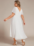 A-Line Plus Size Chiffon Ruffle Short Sleeves Bridesmaid Dress