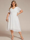 A-Line Plus Size Chiffon Ruffle Short Sleeves Bridesmaid Dress