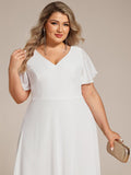 A-Line Plus Size Chiffon Ruffle Short Sleeves Bridesmaid Dress