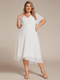 A-Line Plus Size Chiffon Ruffle Short Sleeves Bridesmaid Dress