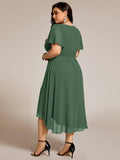 A-Line Pleated Short Sleeve Empire-Waist Scoop Neck Chiffon Wedding Guest Dress