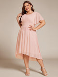 A-Line Pleated Short Sleeve Empire-Waist Scoop Neck Chiffon Wedding Guest Dress