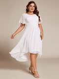 A-Line Pleated Short Sleeve Empire-Waist Scoop Neck Chiffon Wedding Guest Dress