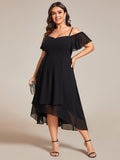 A-Line Cold Shoulder Sweetheart Ruffles Chiffon Wedding Guest Dress