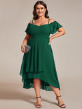 A-Line Cold Shoulder Sweetheart Ruffles Chiffon Wedding Guest Dress