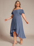 A-Line Cold Shoulder Sweetheart Ruffles Chiffon Wedding Guest Dress