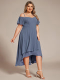 A-Line Cold Shoulder Sweetheart Ruffles Chiffon Wedding Guest Dress