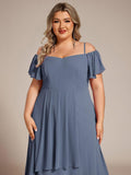 A-Line Cold Shoulder Sweetheart Ruffles Chiffon Wedding Guest Dress