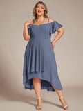A-Line Cold Shoulder Sweetheart Ruffles Chiffon Wedding Guest Dress