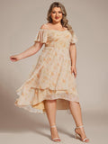 A-Line Cold Shoulder Sweetheart Ruffles Chiffon Wedding Guest Dress