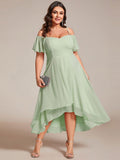 A-Line Cold Shoulder Sweetheart Ruffles Chiffon Wedding Guest Dress
