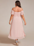 A-Line Cold Shoulder Sweetheart Ruffles Chiffon Wedding Guest Dress