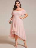 A-Line Cold Shoulder Sweetheart Ruffles Chiffon Wedding Guest Dress
