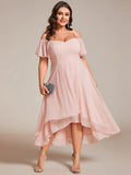 A-Line Cold Shoulder Sweetheart Ruffles Chiffon Wedding Guest Dress