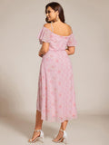 A-Line Cold Shoulder Sweetheart Ruffles Chiffon Wedding Guest Dress
