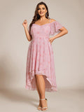 A-Line Cold Shoulder Sweetheart Ruffles Chiffon Wedding Guest Dress
