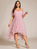A-Line Cold Shoulder Sweetheart Ruffles Chiffon Wedding Guest Dress