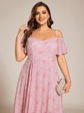A-Line Cold Shoulder Sweetheart Ruffles Chiffon Wedding Guest Dress