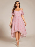 A-Line Cold Shoulder Sweetheart Ruffles Chiffon Wedding Guest Dress