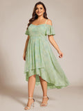 A-Line Cold Shoulder Sweetheart Ruffles Chiffon Wedding Guest Dress