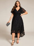A-Line Lace Embroidered V-Neck Mother of the Bride Dress with Sleeves