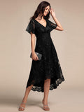 A-Line Lace Embroidered V-Neck Mother of the Bride Dress with Sleeves