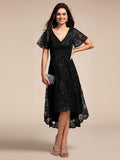 A-Line Lace Embroidered V-Neck Mother of the Bride Dress with Sleeves