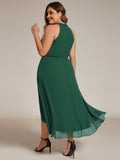 Plus Size Halter Neck A-Line Chiffon Ruffles Wedding Guest Dress