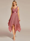 Stunning A-Line V-Neck Ruffles Sleeveless Prom Lace Dress for Women