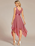 Stunning A-Line V-Neck Ruffles Sleeveless Prom Lace Dress for Women